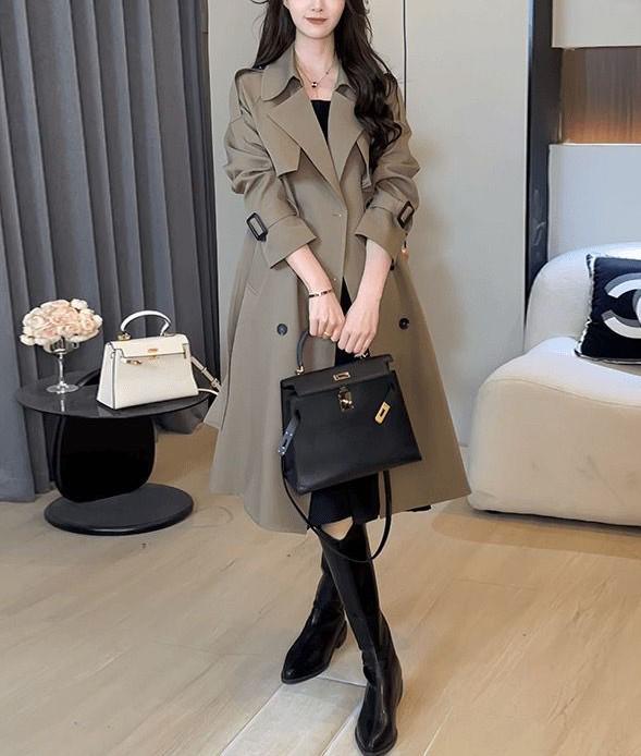 2025 Women's Mid-Length Double-Breasted Casual Trench Coat: Slimming, Versatile, and Stylish for Autumn