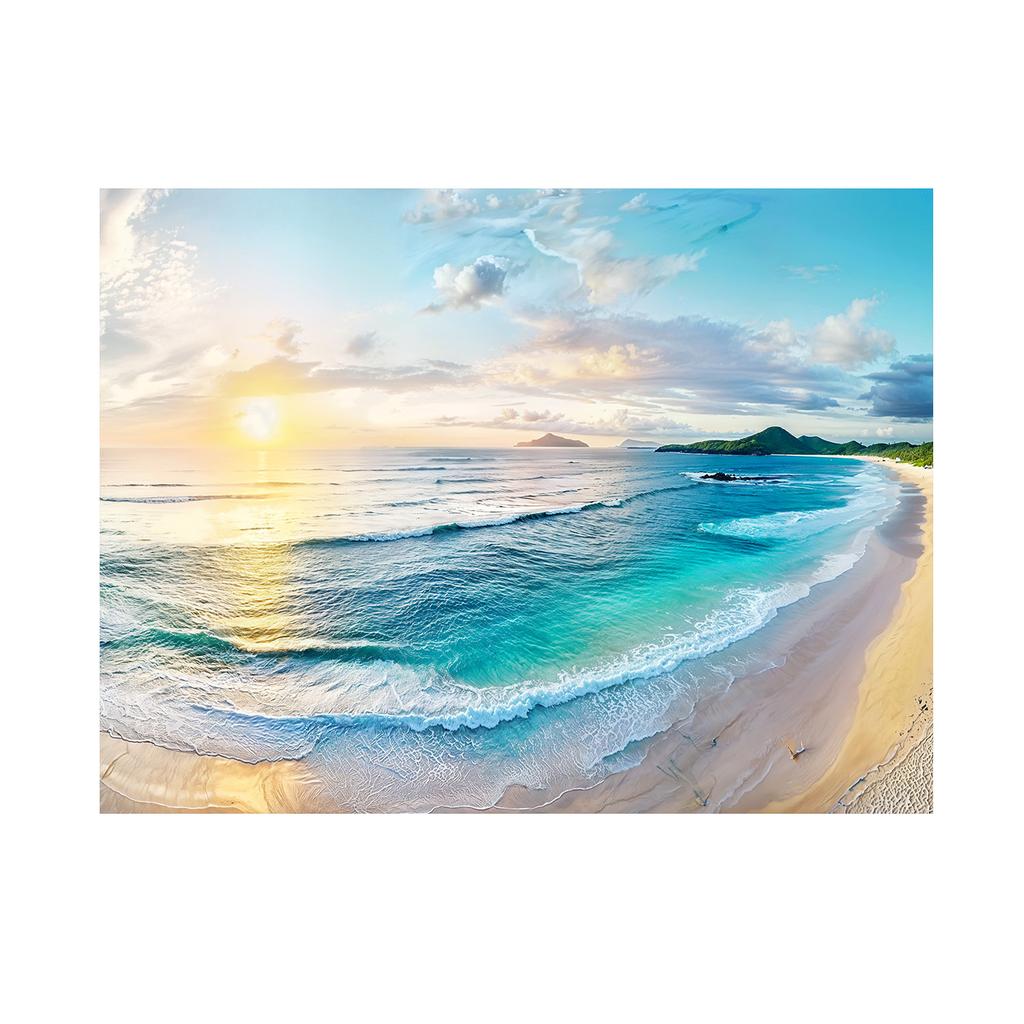 1 Beach Sunrise sunset Tapestry Vibrant beach wall art with sandy shore and crashing waves for living room bedroom office decor