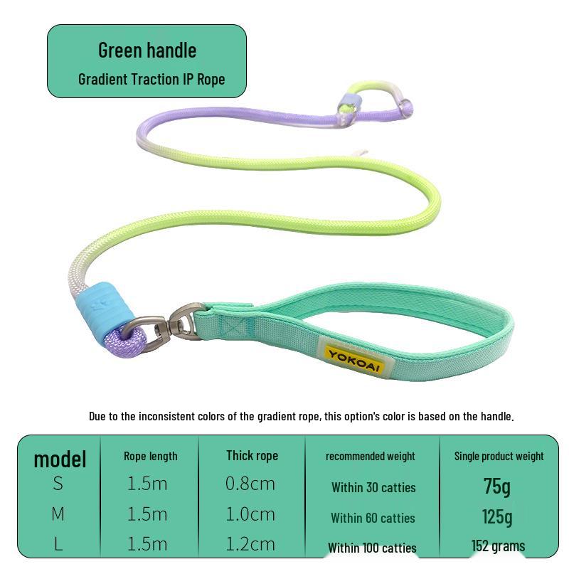 Gradient Shock-Absorbing Nylon Dog Leash for Small To Large Pets - Explosion-Proof with Integrated P Rope and P Chain.