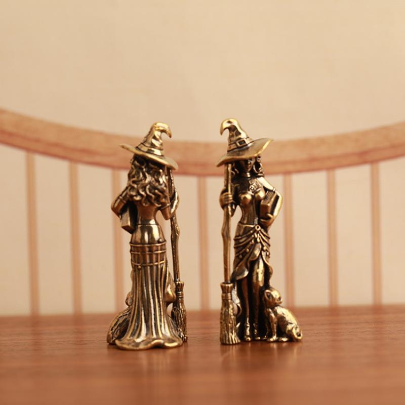 1 ks Retro Krásné Postavičky Kouzelníků Mosazná Malá Soška Čarodějnice Stolní Dekorace Řemesla Domácí Ozdoba