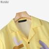 ZANZEA Women Casual Turn Down Collar Short Sleeve Loose Print Blouse