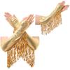 Adult Elbow Length Fingerless Gloves: Sparkling Sequined Tassel Design, Metallic Shiny Stage Opera Cosplay & Party Mittens