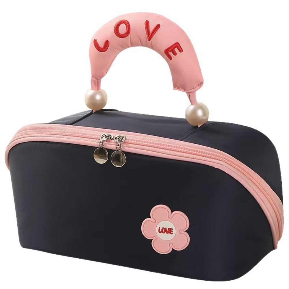 

Ручная косметичка с двойной молнией, жемчужная дорожная косметичка, косметичка-подушка-облако, женская темно-синий