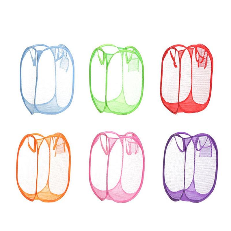 Foldable Mesh Laundry Basket With Durable Handles Strongly Frame Laundry Basket