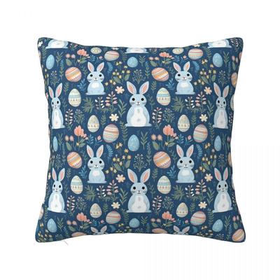 Easter Egg Rabbit Bunny Square Pillow Cases Cute Cushion Covers Fashion Zipper Decorative Pillowcase for Seat 18"