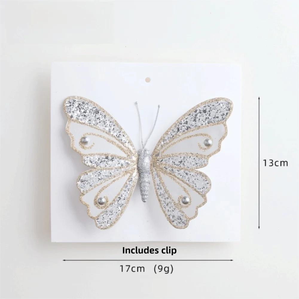 Multicolor Christmas Tree Decoration 25*21cm Gold Powder Fabric Glitter Butterfly Accessories Party Supplies Hanging Decoration