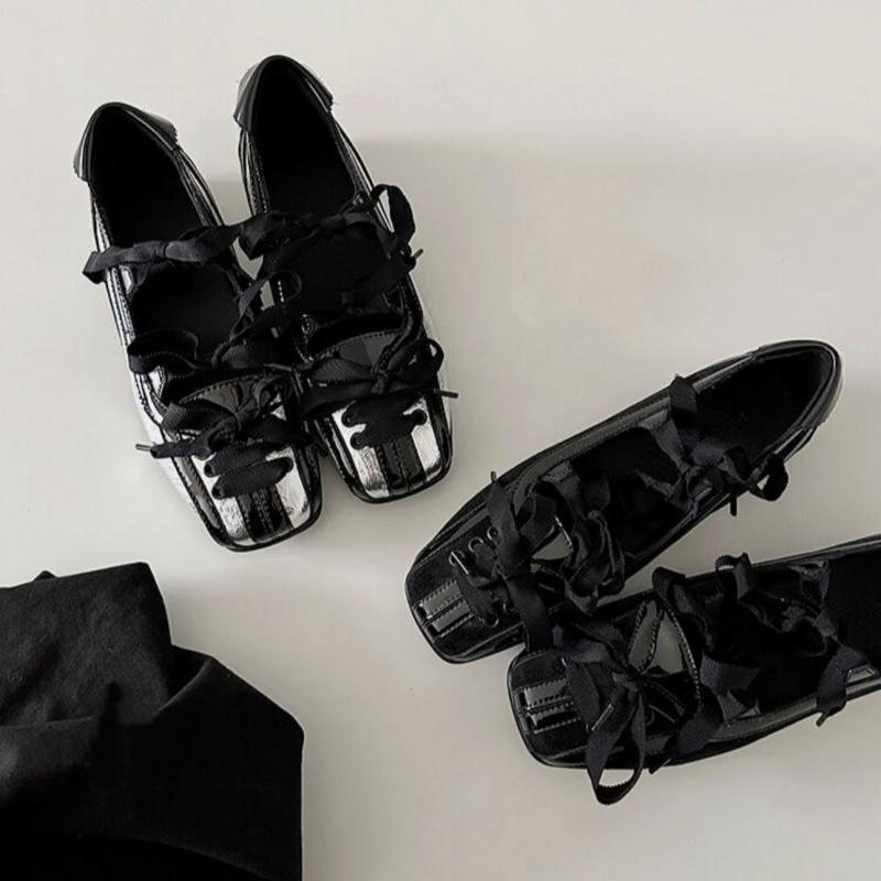 Fashion New Style Color Block Women Flats 2025 Mary Jane Square Toe Bow Sweet Women Shoes Casual Comfy Daily Dress Slip On Flats Shoes