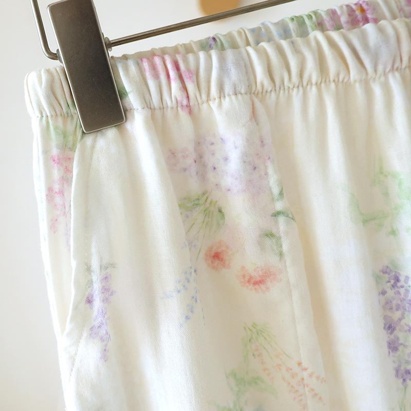 Damen Pyjama-Set aus reiner Baumwolle - Süßer chinesischer Stil, Langarm & Hose, mit Seitentaschen, Lockerer Schnitt für Frühling, Sommer und Herbst.