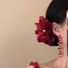 Red Chinese Style Hair Clip Ancient Style Flower Hairpin Hanfu Hair Accessories  Summer Accessories