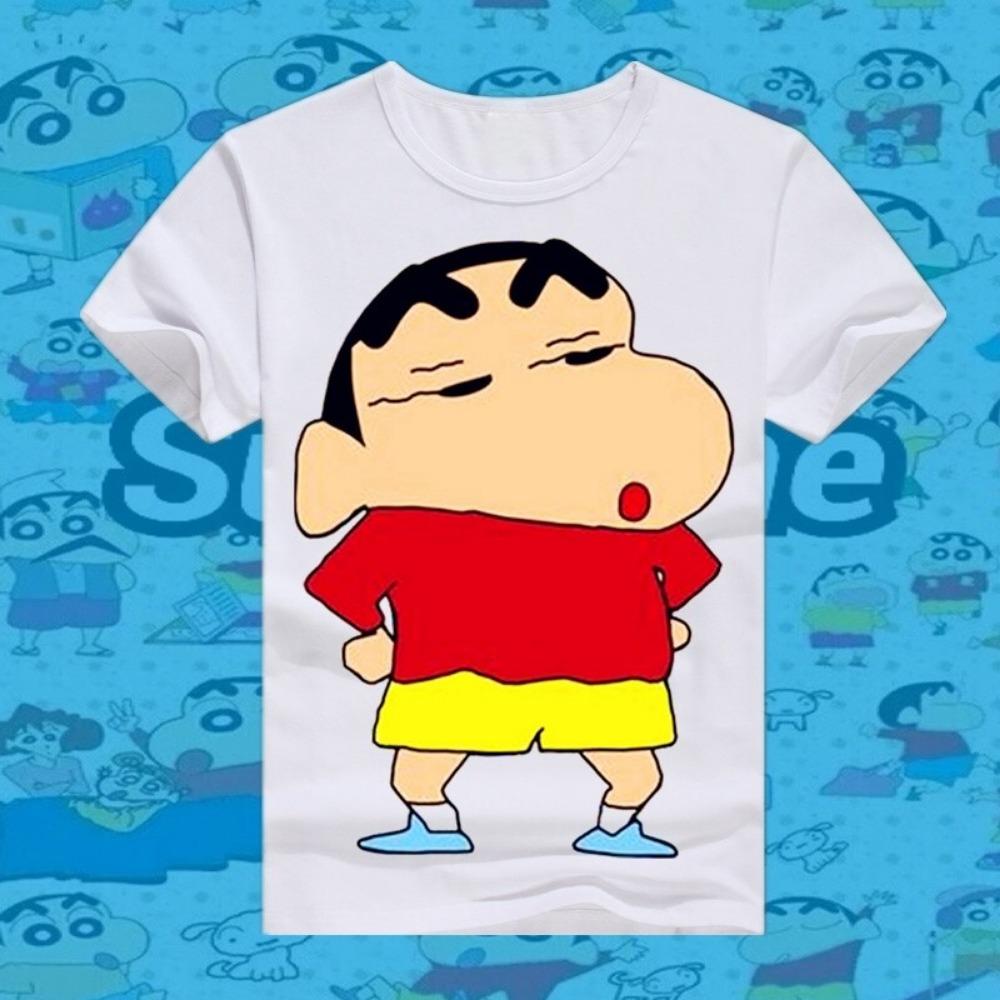 New Shin Chan Crayon Printed Summer T-shirt Cotton Japanese Cartoon Men T-shirt Short Sleeve Round Neck Loose Kids T-shirt Top