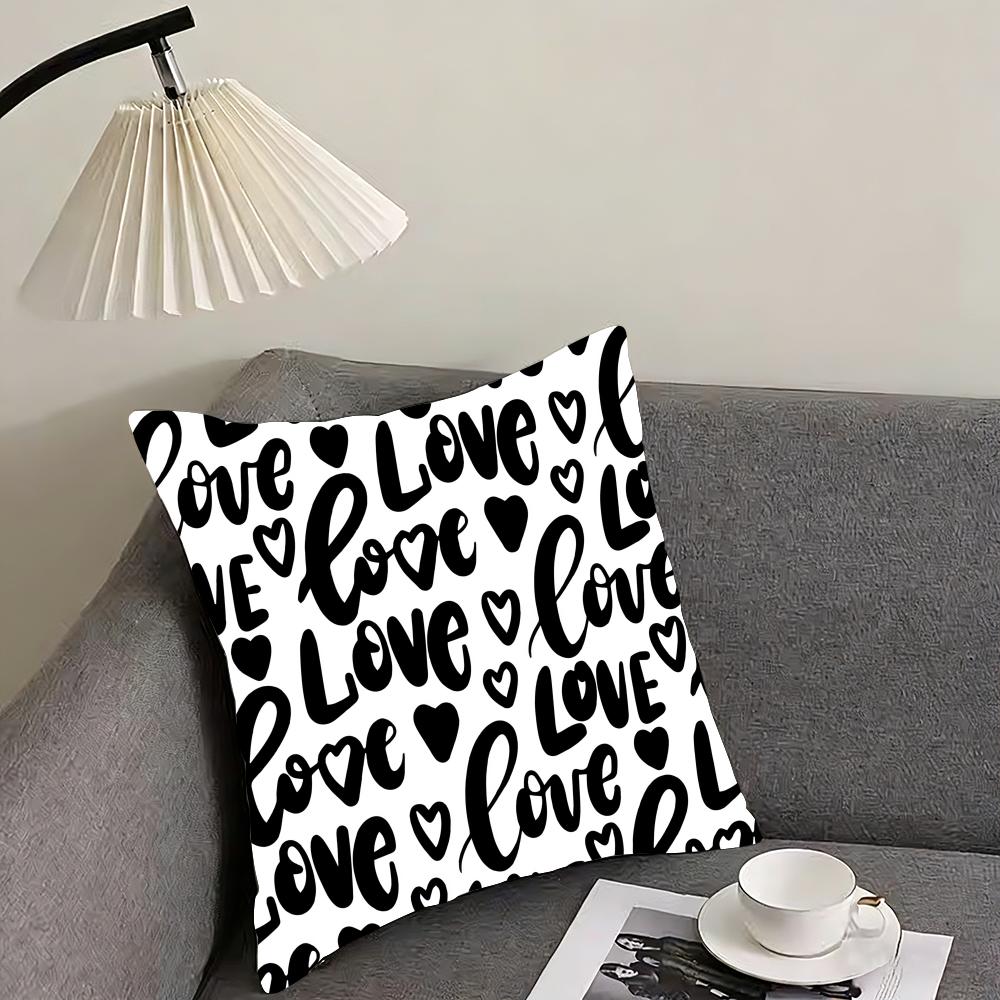 Kiss Love Heart Graffiti Cushion Cover Elegant Comfort Pillowcase Sofa Bed Doublesided Printed Invisible Zipper Home Decor