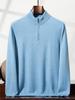 Eleganter Herren-Halbreißverschluss-Kaschmirpullover, einfarbige Strickware mit Stehkragen, Business Casual Pullover