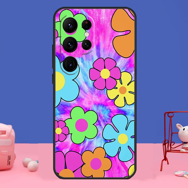 Groovy Flowers Hippie Bohemian Case For Samsung Galaxy S23 S22 S24 Ultra S8 S9 S10 Plus Note 10 20 Ultra S20 S21 FE Cover