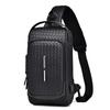 Mens Fashion Casual Woven Sling Bag Large Capacity Chest Bag Waterproof Pu Leather One Shoulder Sport Cycling Bag