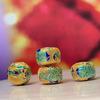 5Pcs, Vintage Cloisonné Lotus Pattern Barrel Beads, Golden/Silvery Plated DIY Jewelry Spacer Findings for Bracelet & Necklace Making 15×13mm