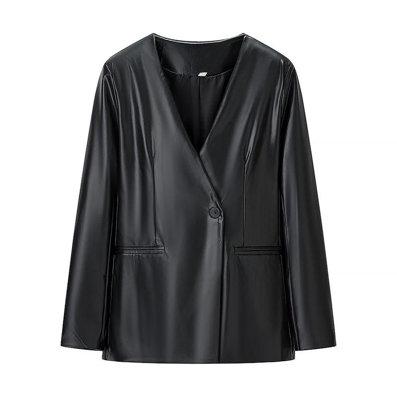 Zbzr Autumn New Women clothes Western Style Fashion Simple and Versatile V-neck One Button Blazers Top