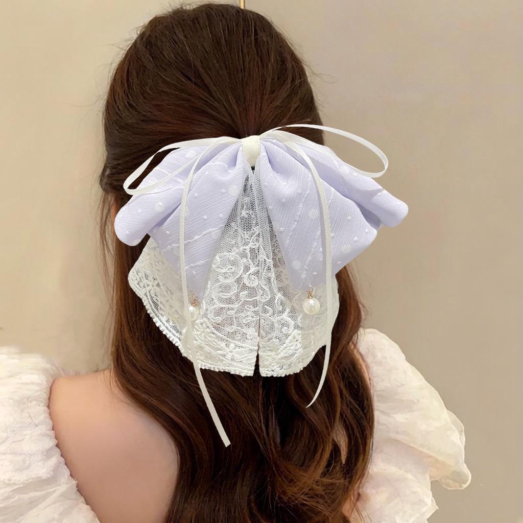 Elegant Retro Satin Bow Hair Clip for Women - Perfect for Low Ponytails and Head Ornaments