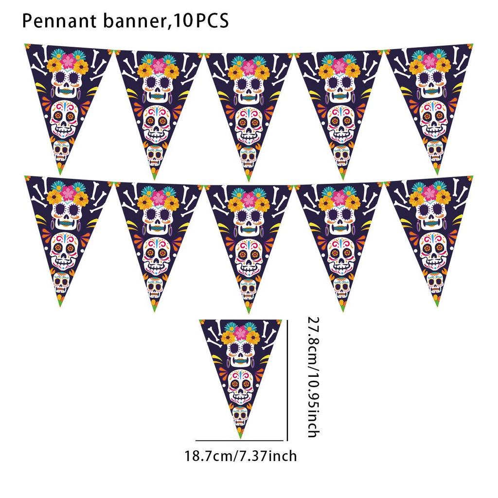 Day of the Dead Party Set: Skull Plates, Napkins, Cups & Flags