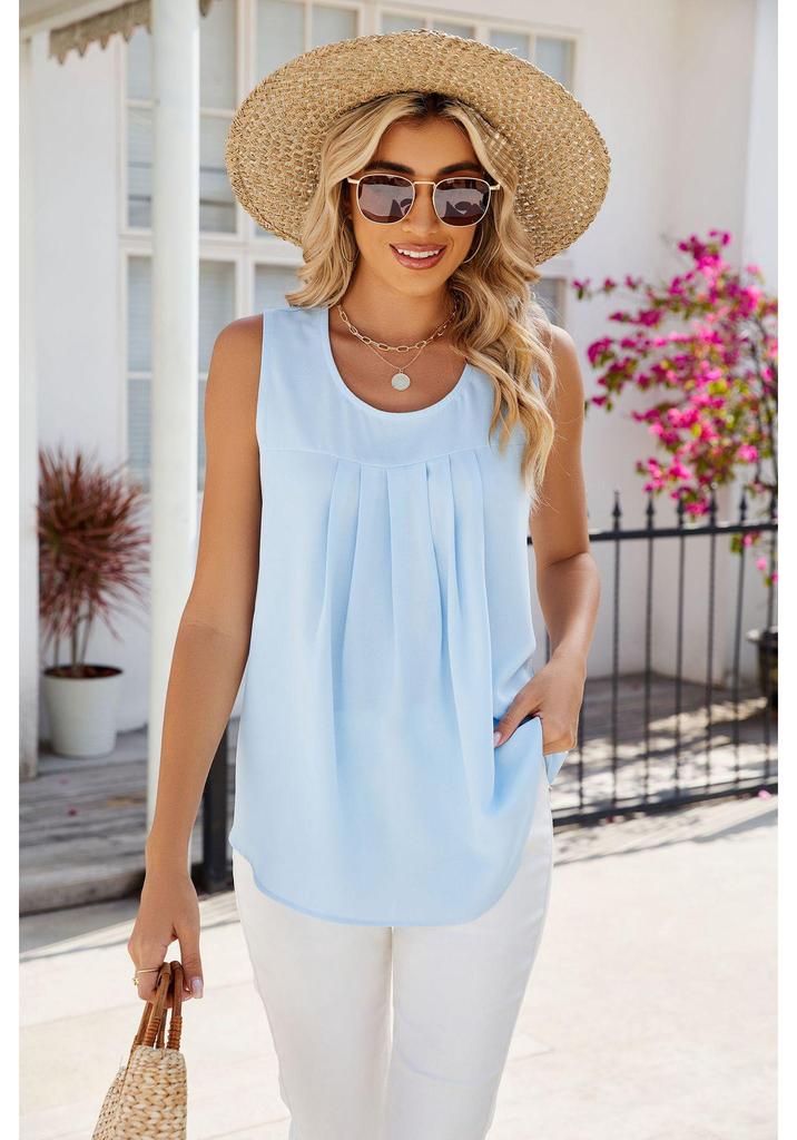 Temu 2024 Cross-Border Summer Sleeveless Chiffon Top