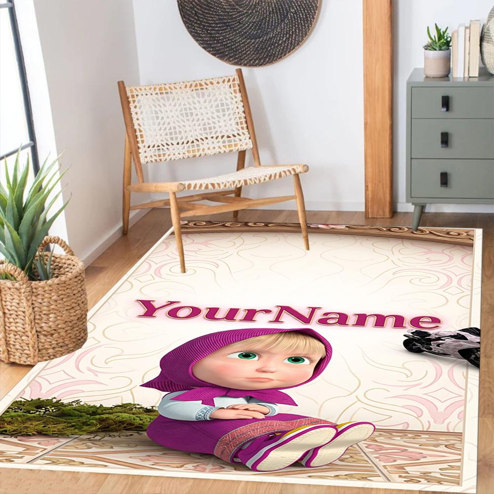 Masha Bear Customize Text Area Rug Suitable for Entryway Living Rooms Outdoor Hallway Antislip Carpet Office home decor Spiritual Gift