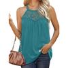 Summer Fashion Lace Sleeveless Blouse For Women Hollow Out Sexy Casual Loose Vest Shirt Halter Solid  Printing Top 25193