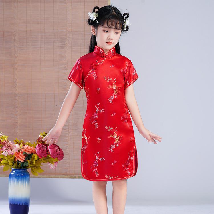 Girls' Summer Retro Cheongsam: Fashionable Chinese Princess Dress for Kids
