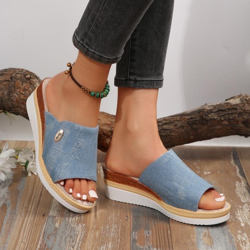 Pantofi de vară pentru femei, mărimea 43, cu toc gros și talpă plat, ușori, casual, la modă