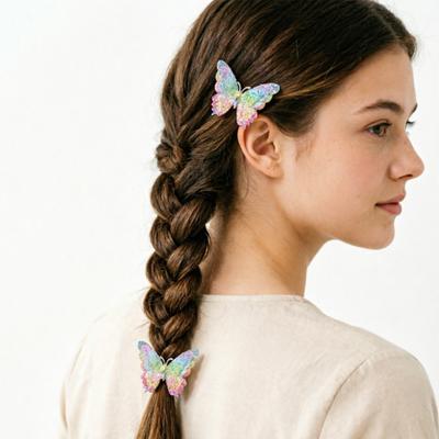 Fermaglio per Capelli Strass Intarsiati Rete Gradiente Filato Decorazione Farfalla 3D Pinza per Ciocche Laterali Accessori per Capelli Ragazza Fatata