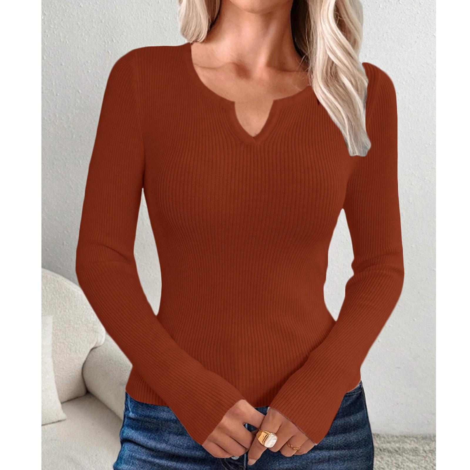 

Жіночий повсякденний однотонний светр з V-подібним вирізом і тонкими ґудзиками, в’язаний светр з довгими рукавами, светр-основа L