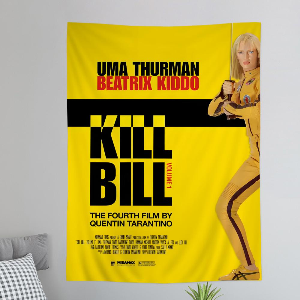 Classic Movie KKill BBill Anime Tapestry Hanging Tarot Hippie Wall Rugs Dorm Wall Hanging Sheets