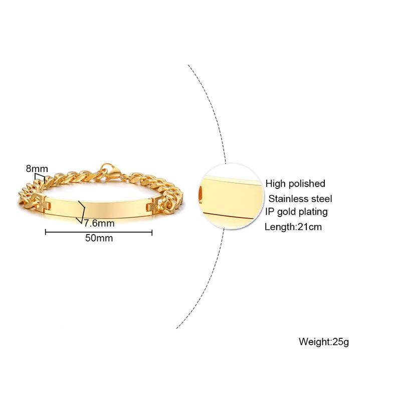 Personalized Bracelet Customizable Non Allergy Stainless Steel Bracelet for Men Women Free Engrave Name/letter/logo Custom Gifts