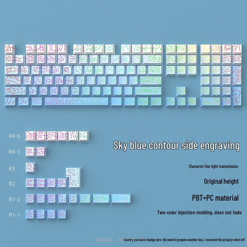 Contour Side-Printed Keycaps: Light-Transmissive, Compatible with Mad Catz Wooting60, Made68, Ace68