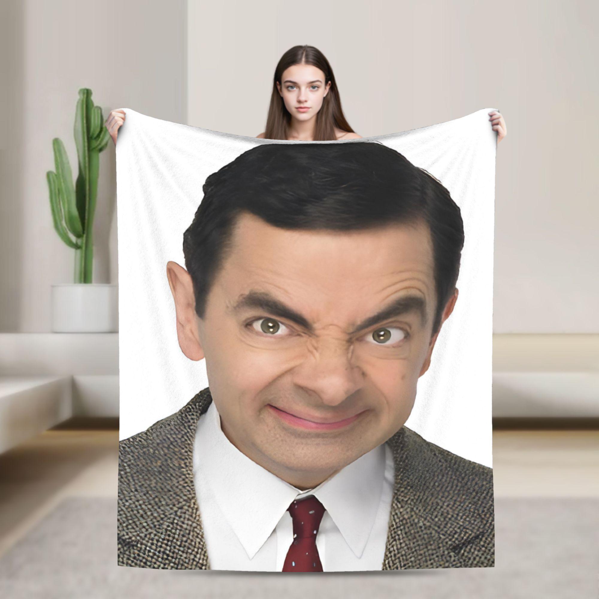 Helenal Unisex Cartoon Mr. Bean Rowan Atkinson Comedian Flannel Blanket Soft Durable Throw Blanket For Outdoor Travel Bedspread Sofa Bed Cover