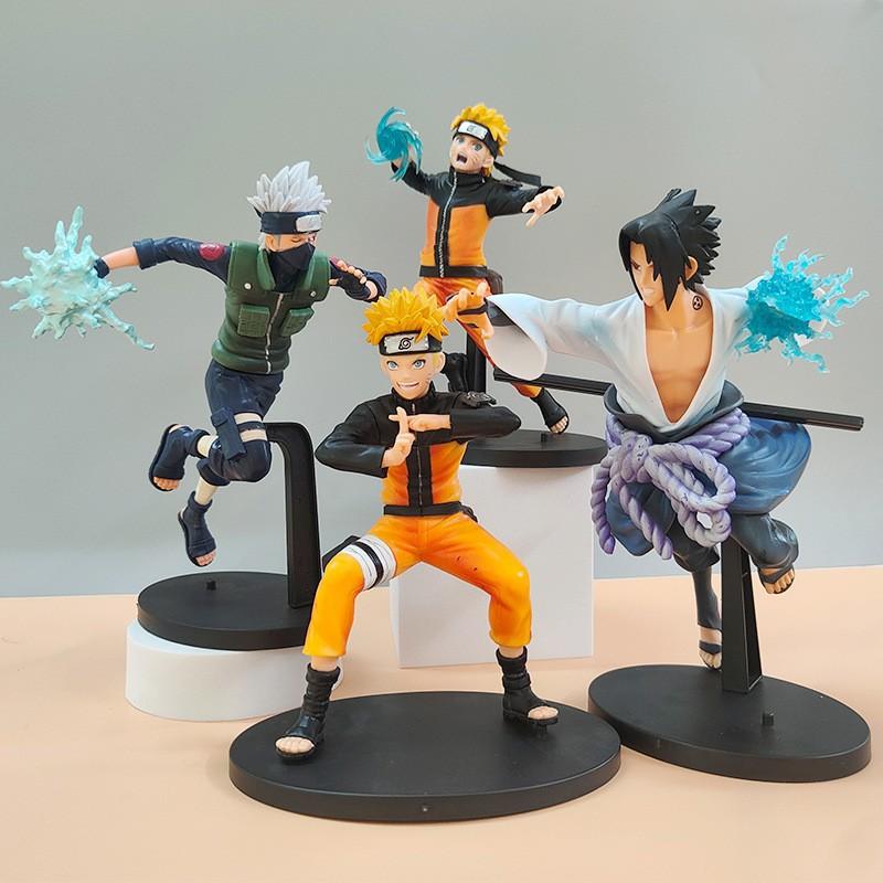 1pc Anime Naruto Action Desktop Figurine Uzumaki Naruto Kakashi Sasuke Combat Form Doll Anime Figurine Children's Gift