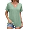 Tops de T-shirt Femininos de Cor Sólida com Decote em V, Soltos e de Manga Curta, Novidades para Primavera e Verão