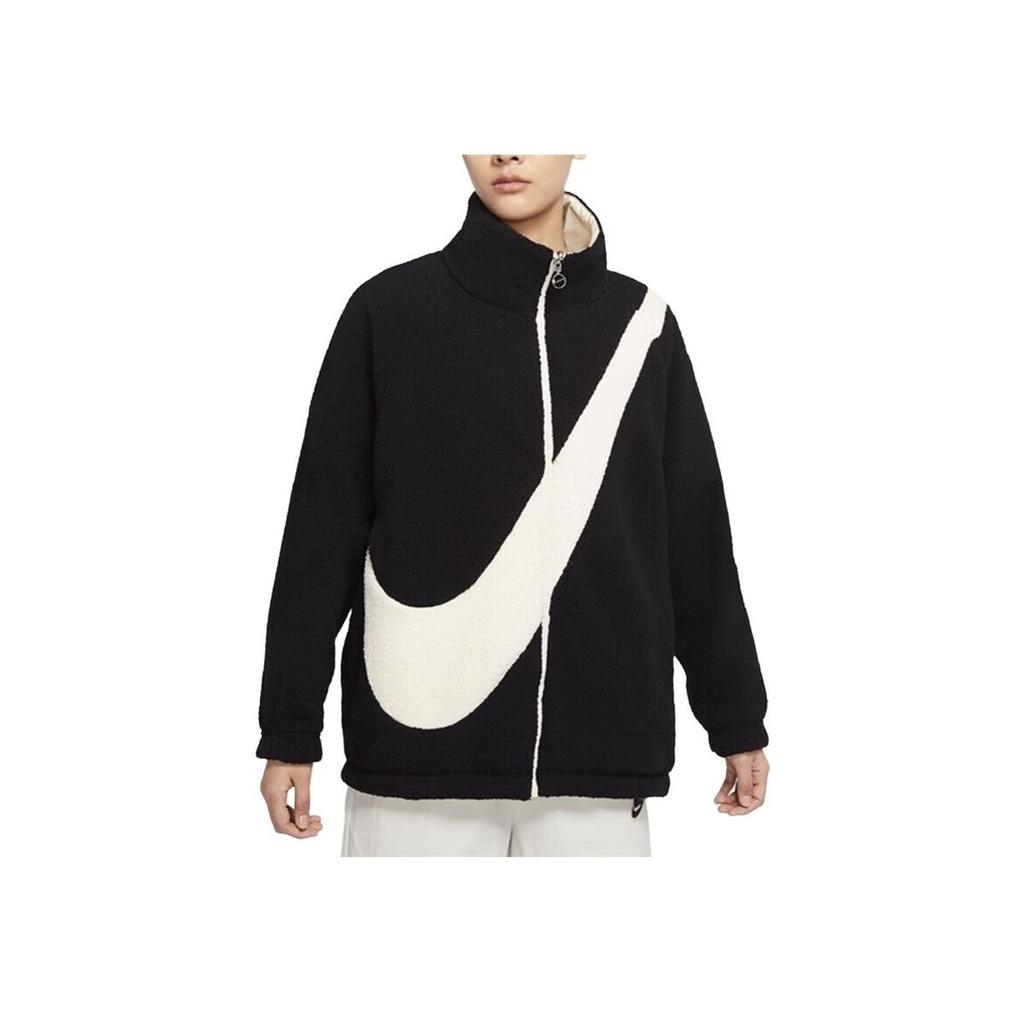 Nike Color Block Velké Logo Sherpa Oboustranná Bunda se Stojáčkem Dámské Bundy Černá CZ4063-010