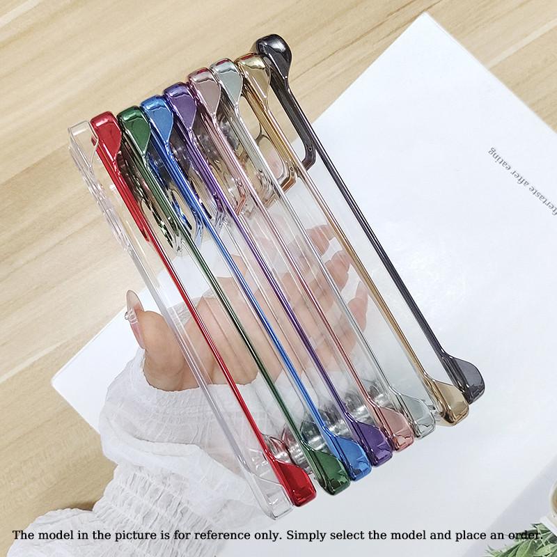 Plating Frameless Transparent Phone Case For Xiaomi Redmi K80 Pro Champion Shockproof Bumper Colorful Hard Shell Protective Back Cover