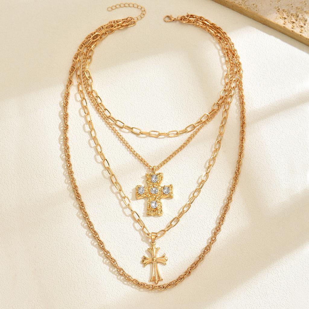 Geometric Cross Chain Necklace For Women In Alloy With Extended Length For Casual Wear