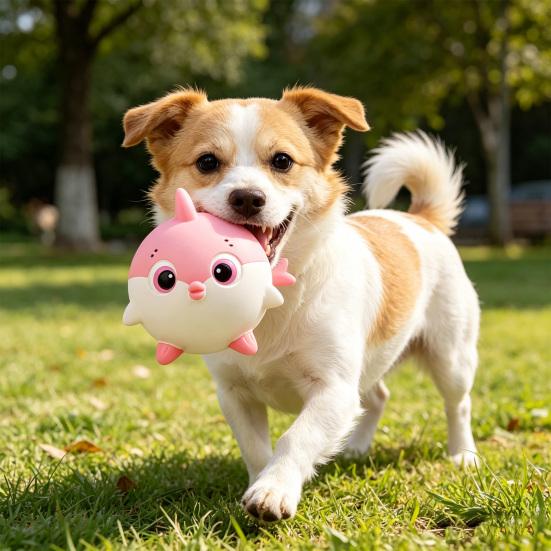 Latex Fish Dog Chew Toy with Squeaker Bite Resistant Cartoon Turtle Whale Pet Teeth Cleaning Puppy Tough Interactive Boredom Toy