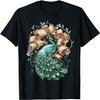 Glowing Peacock Next To Ancient Scrolls Design T-Shirt