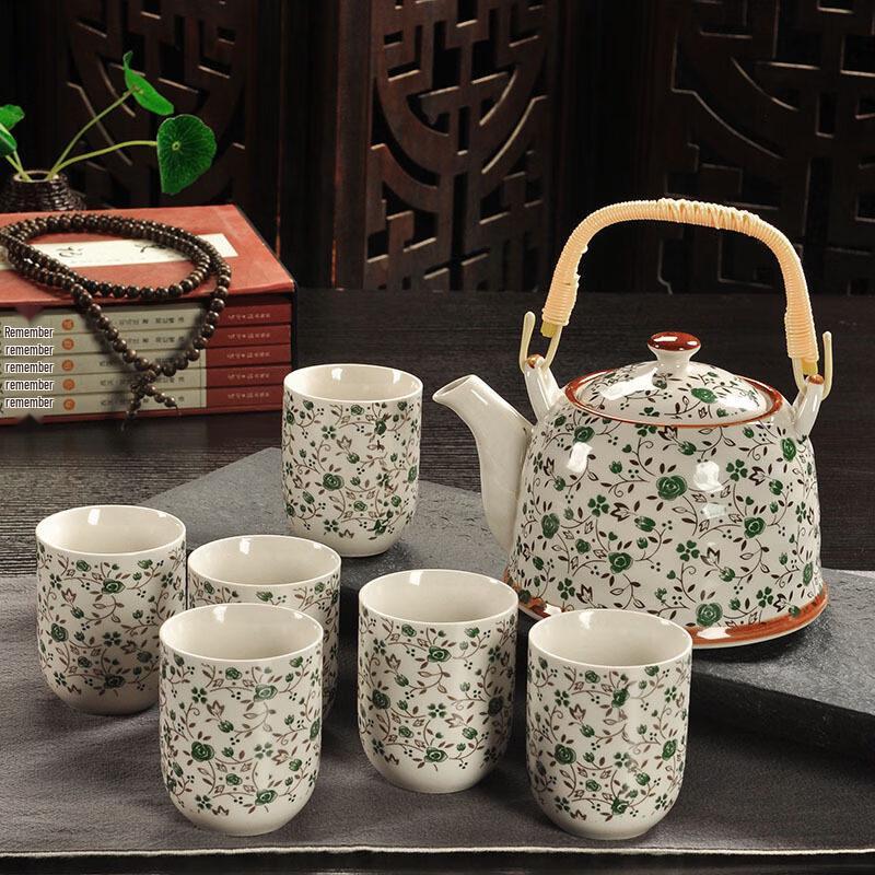 ZISIZ Retro Blue and White Ceramic Teapot with Filter