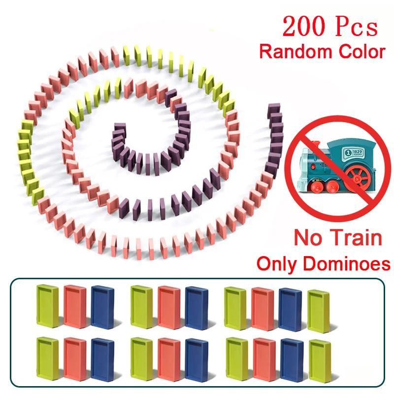 Kids Automatic Laying Domino Train Electric Car Dominoes Set Brick Blocks Kits Games Educational Toys Children Diy Toy Boys Gift