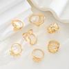 7 Pcs Gold Metal Ring Set for Women Starfish Shell Geometric Flower Knuckle Rings Vintage Daily Stackable Fashion Jewelry Gifts