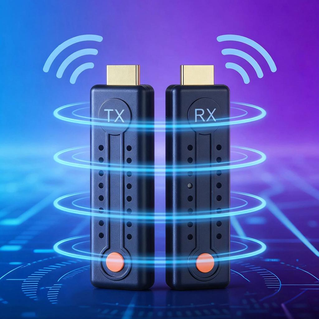 100M Kabelloser HDMI-Sender und -Empfänger, 5G Kabelloser HDMI-Extender 328 Fuß Video-Kit für Besprechungen, Laptop-PC auf TV teilen