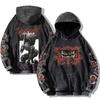 Berserk Anime Guts Cool Graphic Hoodies Vintage Washed Oversized Hooded Sweatshirt Long Sleeves Hoodie Men Women Clothes