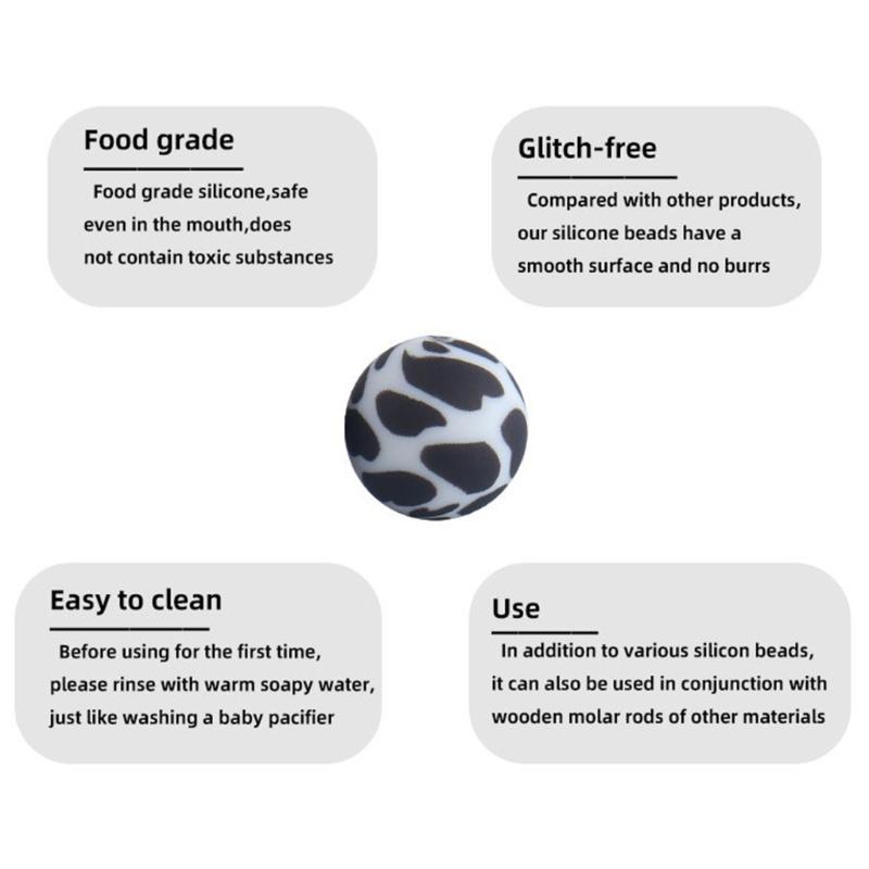 20pcs Silicone Beads with 15mm Diameter Food Grade Baby Teethers Beads Silicone BPA Free For Necklaces Pacifier Holder