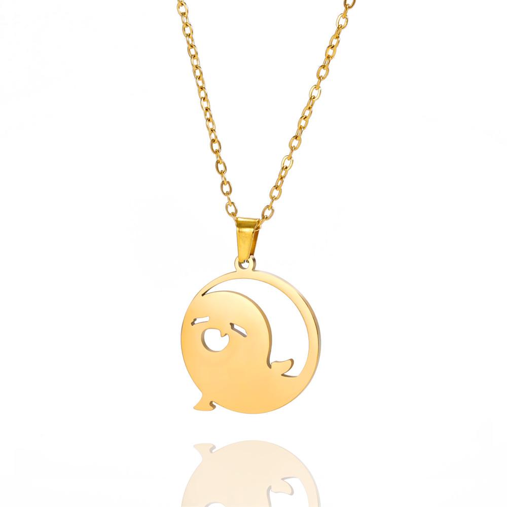 Anime Genshin Impact Hu Tao Pendant Necklace Cute Cartoon Stainless Steel Ghost Necklaces Fashion Jewelry Halloween Gift