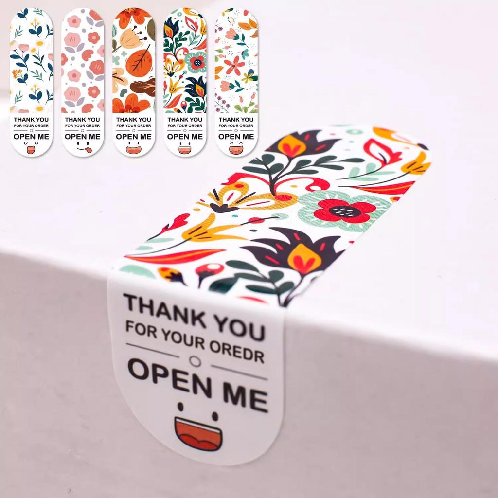 Cute Expressions Rectangle Stickers: Gift Box Seals for Fast Food Packaging
