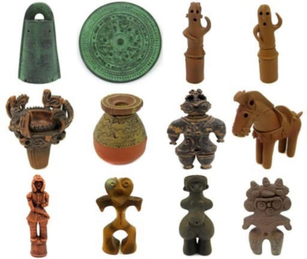 Haniwa and Clay Figurines + Earthenware & Bronzeware x Complete Set of 12 Types, Gachapon Capsule Toy