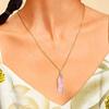 Wire Wrapped Hexagon Pillar Necklace Bullet Point Shaped Pendant Necklace Natural Stone Pendant Clavicle Chain Necklace